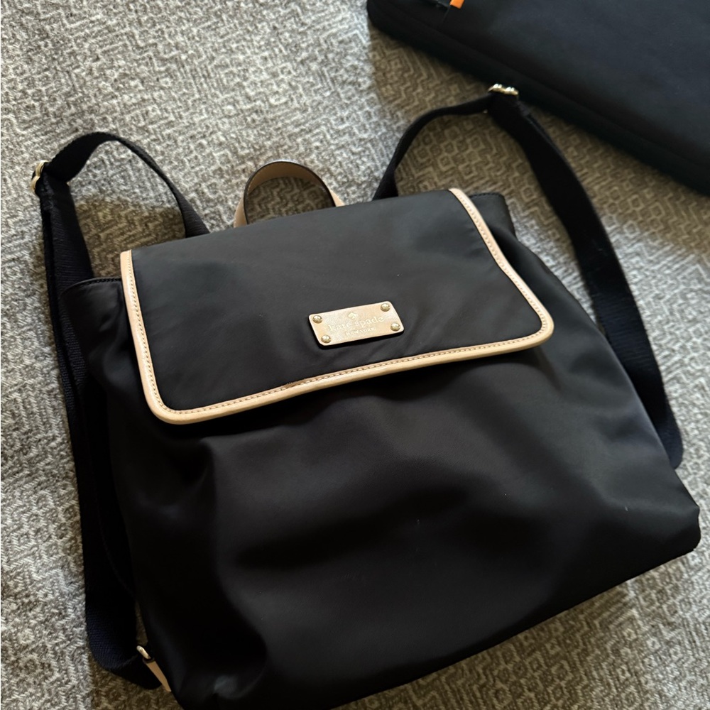 ♠️ Kate Spade black backpack with leather piping
